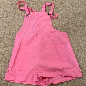 Pink overall shorts